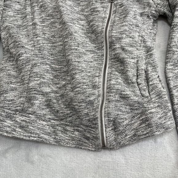 Express Sweater Womens Extra Small Heather Grey Cropped Full Zip Mock Neck* - Picture 7 of 13
